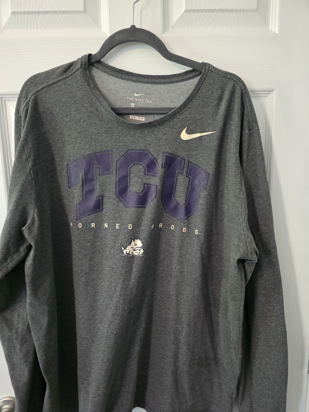 Nike TCU Horned Frogs Long Sleeve Tee - Dark Gray/Purple